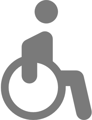 Wheelchair accessibility symbol on black background.