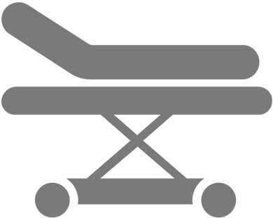 Hospital stretcher icon on black background.