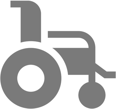 Wheelchair accessibility symbol on black background.