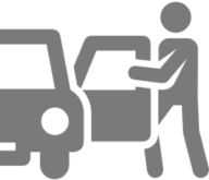 Person opening car door icon.